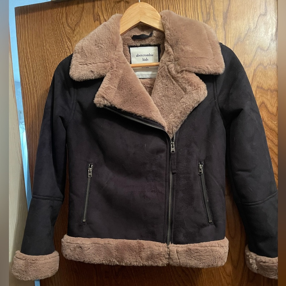 Abercrombie Kids Tan and Black Faux Fur Jacket